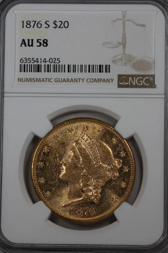 1876-S  20.00  NGC AU 58 TWENTY DOLLAR Gold Piece