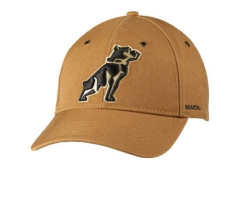 Mack Trucks Tan & Brown Canvas Embroidered Black Bulldog Logo Hat
