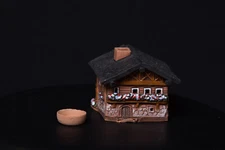 Midene Ceramic Tealight Candle Holder House Cottage Cone Incense Burner 2 Pc