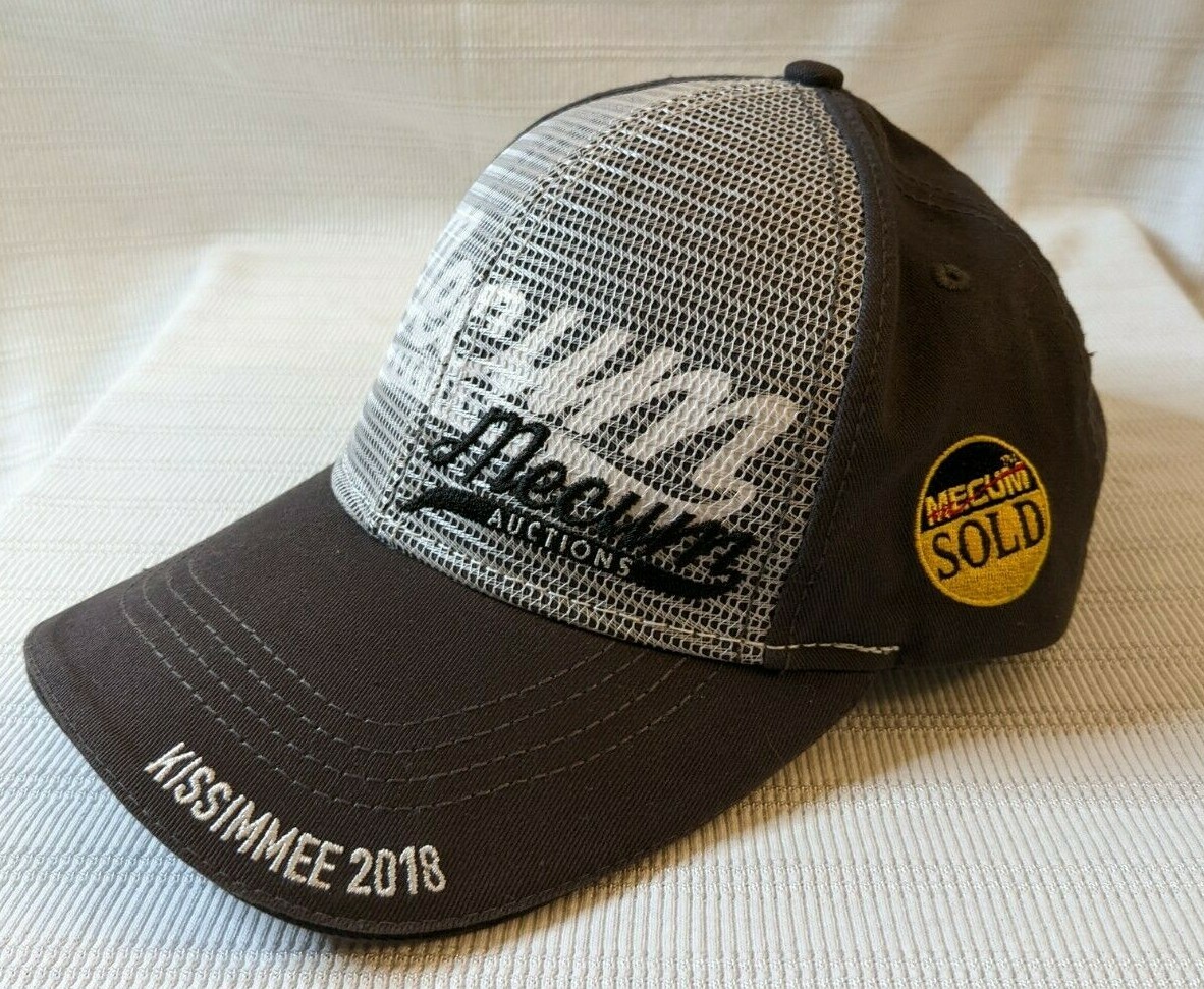 Mecum Auction Hat Kissimmee FL Gold Bidder Cap Embroidered Gray 2018 eBay