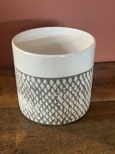 Grey White Ceramic Plant Pot Planter Textured Geometric Indoor 13.5cm