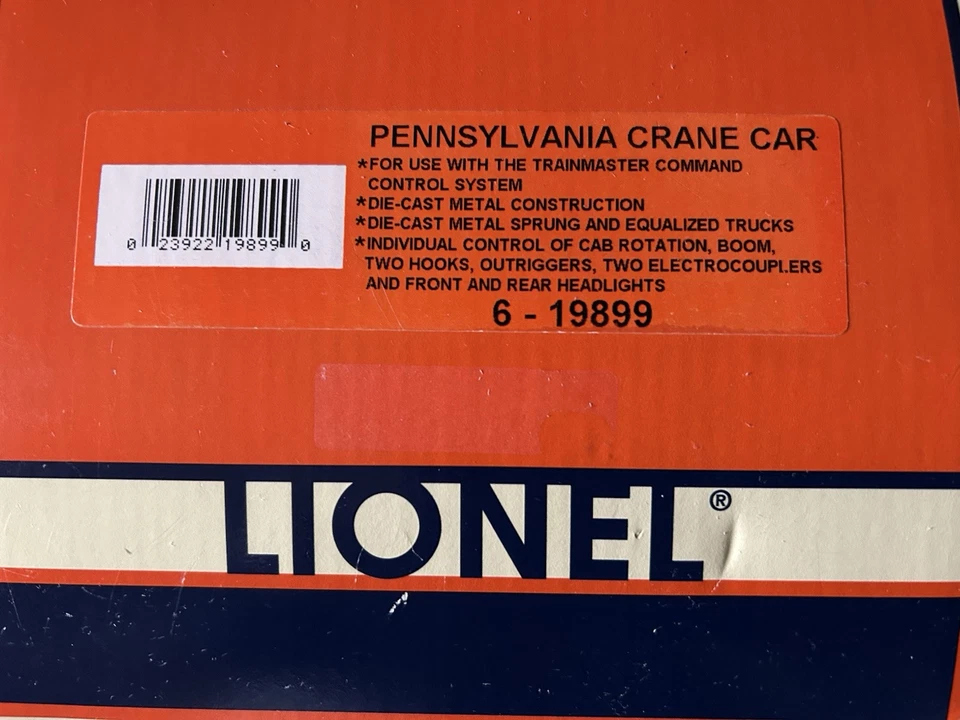 Lionel 6-19899  Pennsylvania Crane Car, O Scale, NIB - Image 2 of 4