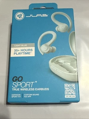 JLab GO Plus + Sport True Wireless Bluetooth Earbuds - Light Blue