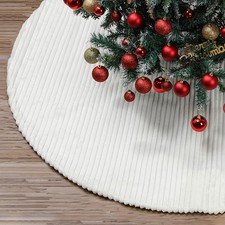 72 Inch Large Faux Fur White Christmas Tree Skirt for 7.5ft to 12ft Tree with...