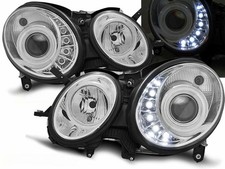 LED Scheinwerfer Set in chrom f&uuml;r Mercedes W211 E-Klasse 2002-2006