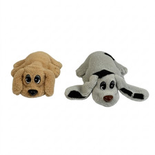 Vintage Pound Puppies Micro Mini Stuffed Plush Lot of 2 Gray Spot Tan Puppy Dogs