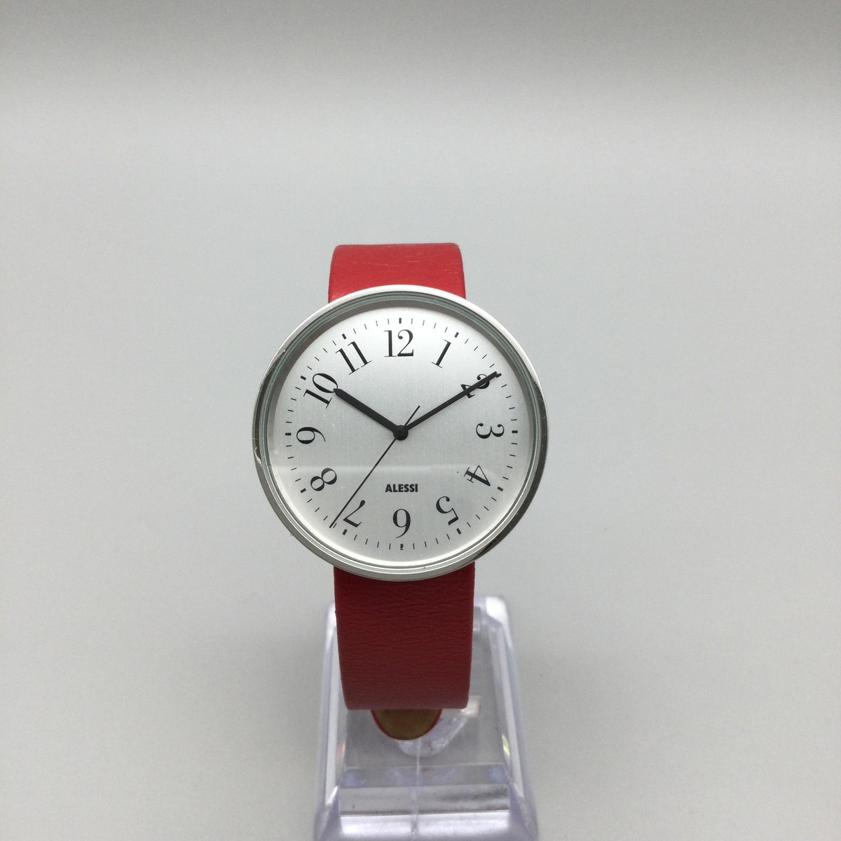 Alessi Achille Castiglioni Womens Watch 36mm Silver Tone Red