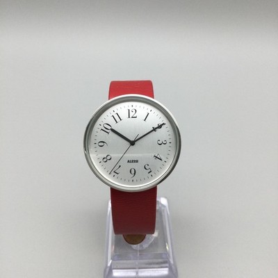 Alessi Achille Castiglioni Womens Watch 36mm Silver Tone Red