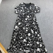 Lauren Ralph Lauren Dress Womens 10 Black Floral Wrap Maxi 3/4 Sleeve Jersey