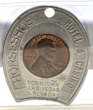 Encased Coin Horseshoe Casino Las Vegas 1962-D US Lincoln Cent Brings Good Luck
