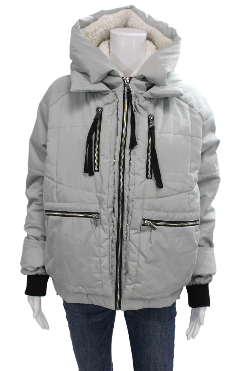 Bagatelle Womens Gray Puffer Jacket Zip Polyester Long Sleeve Size SFree Shipping in US $100+ Orders | $6.95 Orders Below