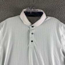 Greyson Polo Shirt Mens Large White Green Geometric Performance Stretch Golf