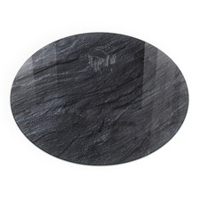 Glass Hearth Protector for Floor Protection Stone Surface Texture Round 80 cm