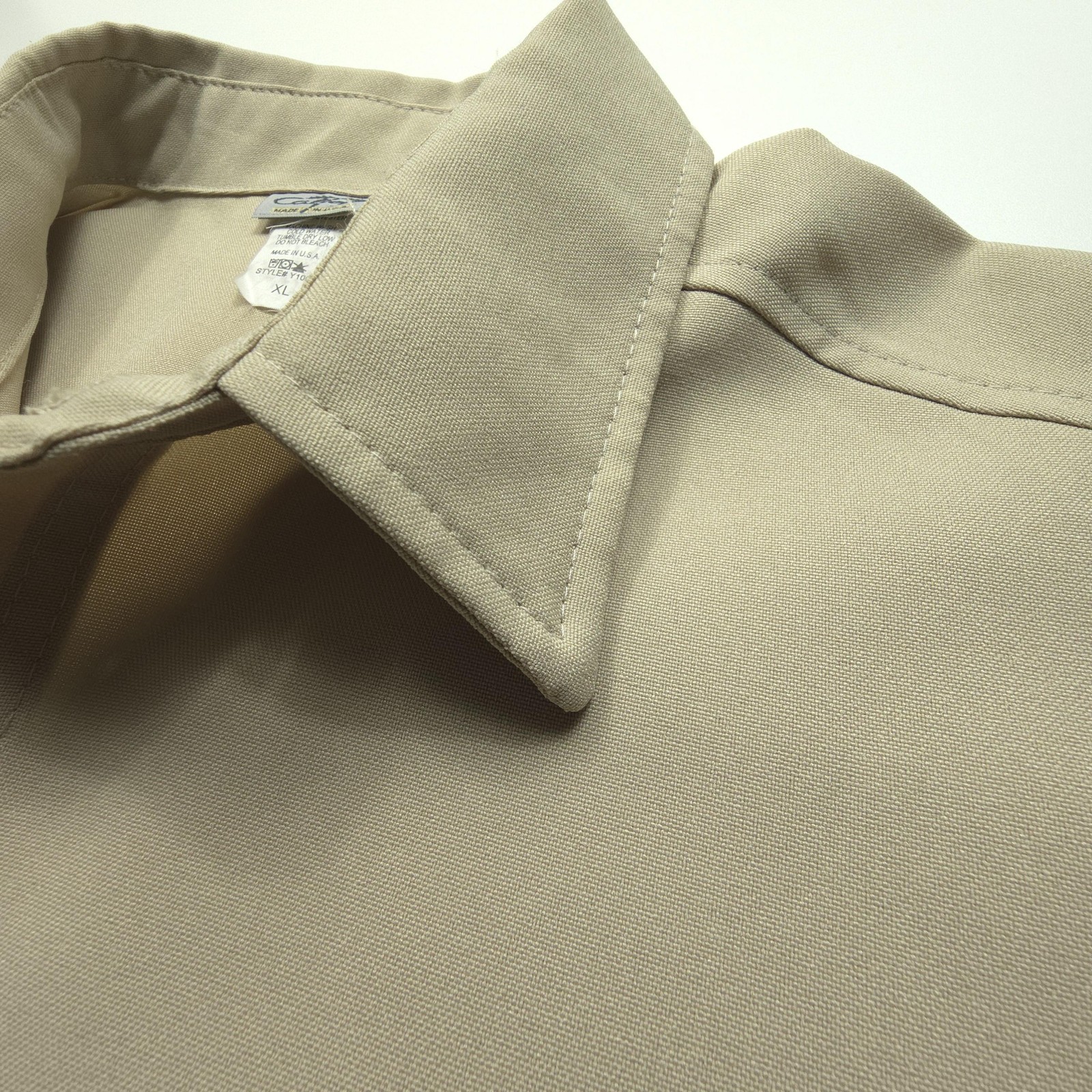 CalTop Men Shirt XL Beige Solid Basic Casual Homi… - image 5
