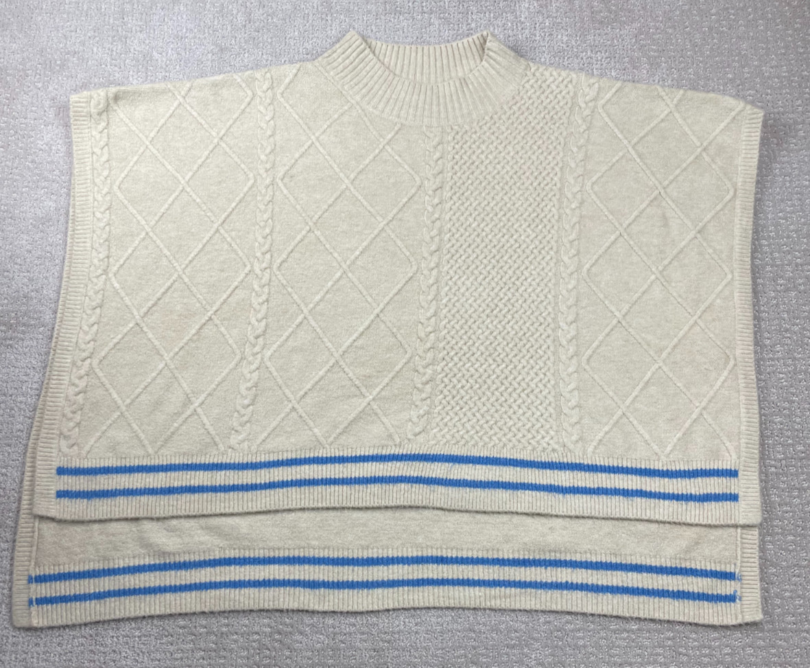 Free People Sweater Womens One Size Harbour Stripe Cable Poncho Knit Oversized