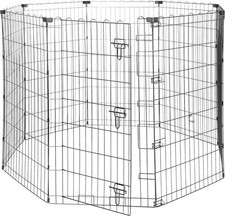 Foldable Metal Pet Dog Exercise Fence Pen With Door Gate - 60 x 60 x 42 Inches