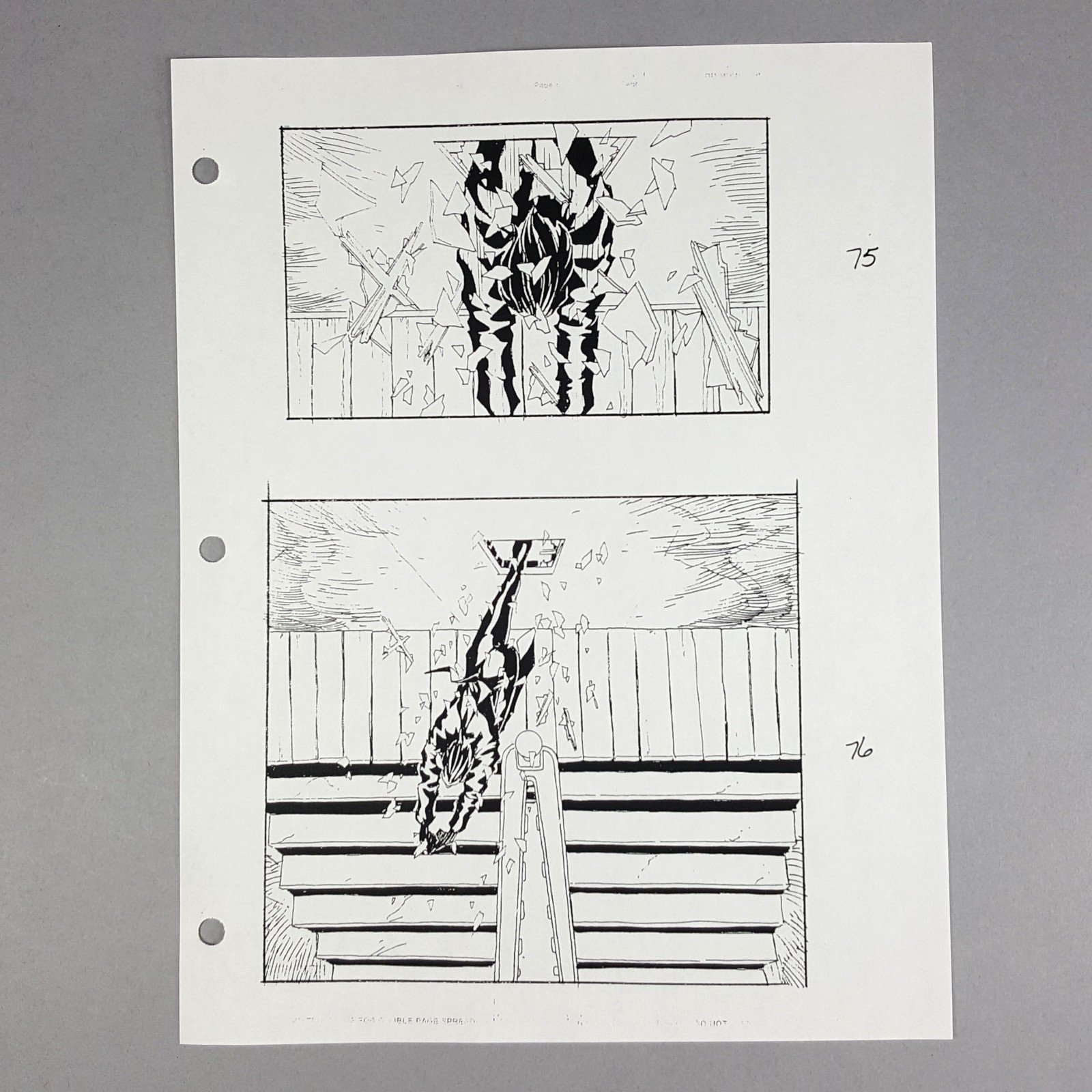 The Matrix Production Used Storyboard Trinity Chase CH75-76 Movie Prop