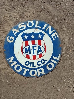PORCELAIN M.F.A OIL ENAMEL SIGN 12X12 INCHES