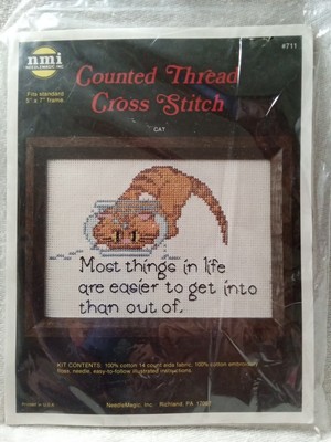 Needlemagic NMI #711 Cat in Fishbowl Easier to Get Out of Counted Cross Stitch