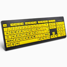 Large Print Keyboard w/ Numeric Keypad, Black/Yellow English QWERTY
