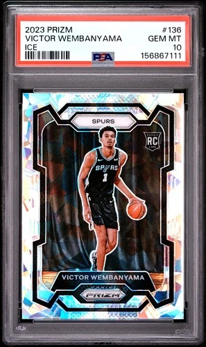 VICTOR WEMBANYAMA 2023 PRIZM ICE ROOKIE RC #136 PSA 10 GEM MINT! SN#156867111