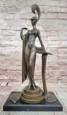 Signed Style Erte Directoire Bronze Statue Art Nouveau Art Deco Collectible Sale