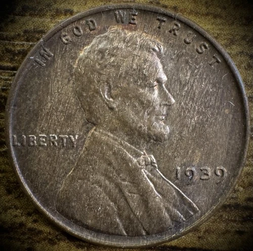 1939 Lincoln Wheat Penny Cent BU Uncirculated Beautiful Wood TONING