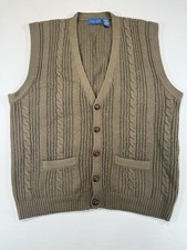 Vintage Towncraft Cable Knit Sweater Vest XL Tall Made in Hong Kong