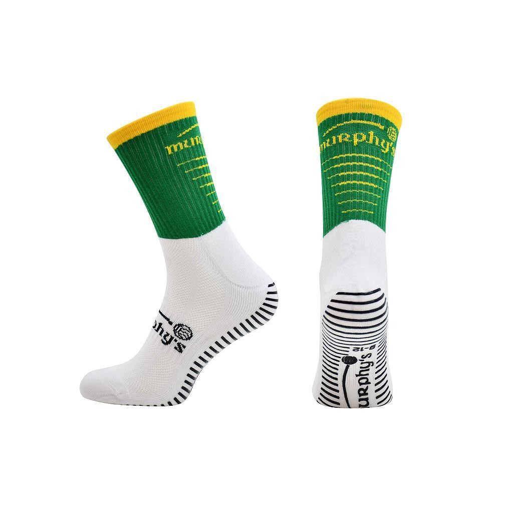Murphy's Pro Mid Grip Socks Junior 3-5 Green/Gold 3-5 Green/Gold