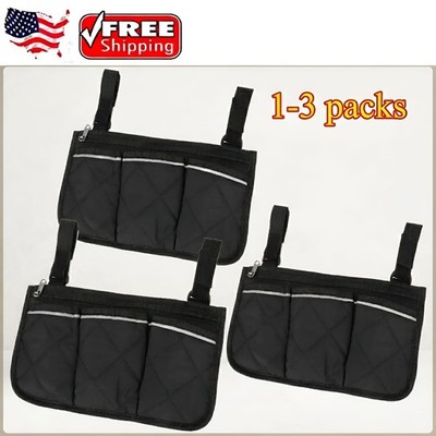 Wheelchair Side Pouch Storage Bag Armrest Pocket Organizer Holder Hang on Bag
