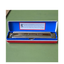 HOHNER Marine Band Diatonic Harmonica Key C Silver/Brown Wood/Metal with Case