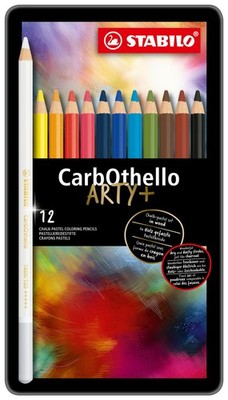 Chalk-Pastel Pencil - STABILO CarbOthello - ARTY+ - Tin of 12 - Assorted Colours