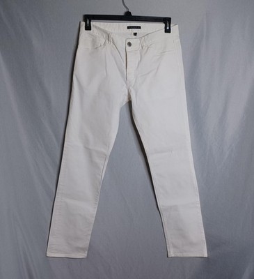 Theory Haydin Editor Jeans Mens 33x31 White Straight Leg Stretch Denim Pants
