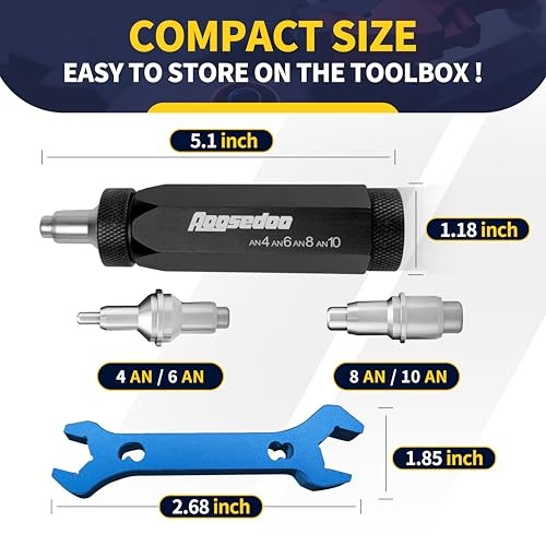 PTFE Hose Assembly Tool, Hose Reaming Tool For 4AN, 6AN, 8AN, 10AN With Wrench