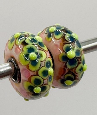 New Elfbeads Duo Set Glass Bead  Flowers With Buds