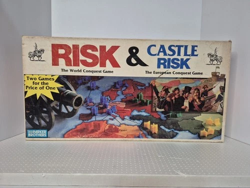 Risk and Castle Risk Board Game Vintage 1986 - 100% Complete 2 games Parker Bros