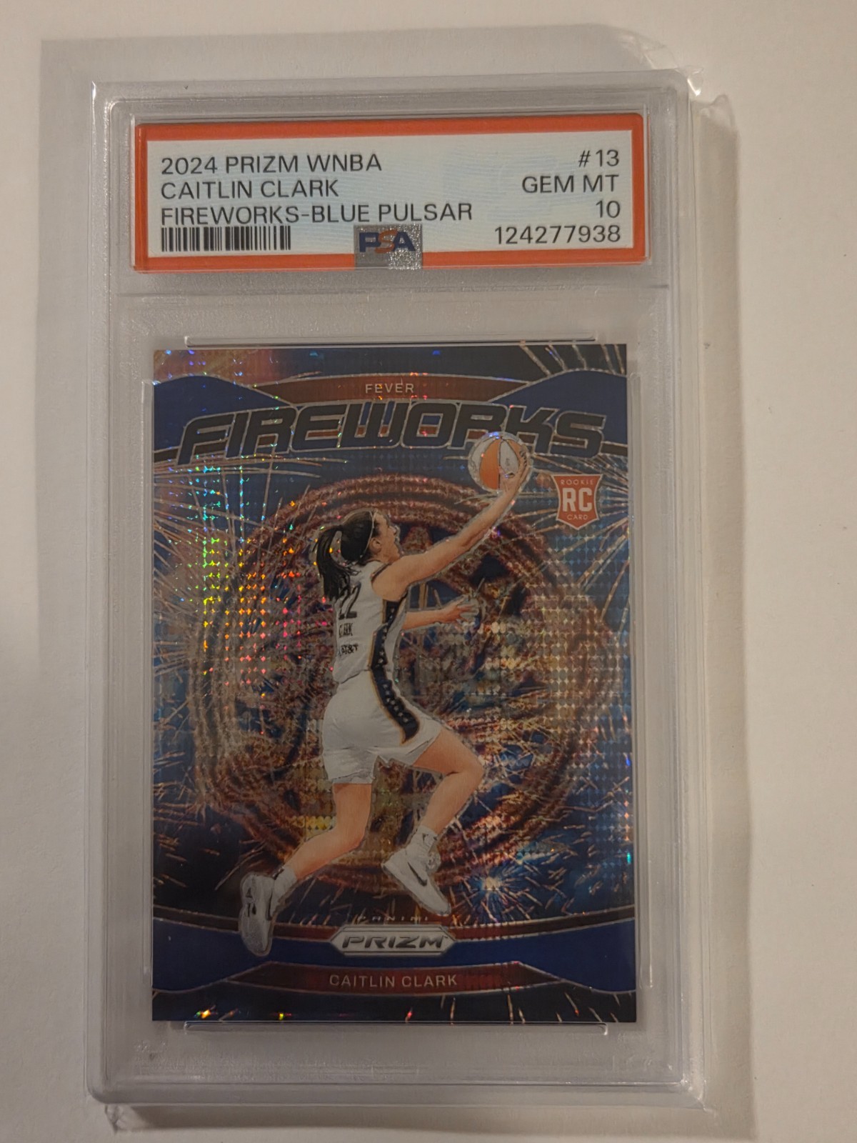 2024 Prizm WNBA - Caitlin Clark Fireworks Blue Pulsar RC #'d/199 - PSA 10