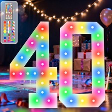 4FT Marquee Light Up Numbers, 34 Colors Changing Marquee Numbers with Remote,...