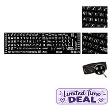 Keyboard Sticker Large Letters English US Black Matte Vinyl Waterproof Laptop