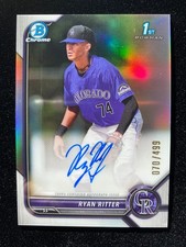 2022 Bowman Chrome Draft RYAN RITTER 1st Rookie SILVER REFRACTOR AUTO #/499 RC