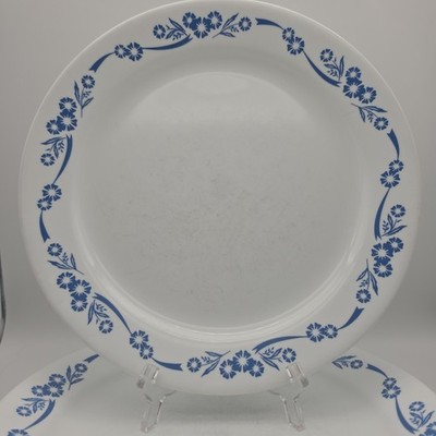CORELLE by Corning CORNFLOWER 10.25'' DINNER PLATE Set Of 5 Blue Floral 1970 Vtg