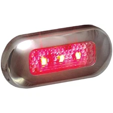 T-H Marine (RED) LED Oblong Courtesy Light 1.25" x 3" with Stainless Steel Bezel