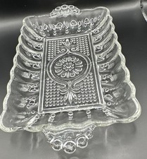 STUNNING Vintage Anchor Hocking Rectangular Pressed Glass Relish Dish