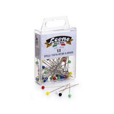 Spilli in ferro nichelato con testa di vetro colorata Leone Dell'Era - mm 0