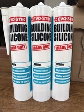 Image of Evo Stik 3x Building Silicone White 280ml General Purpose Sealant Waterproof