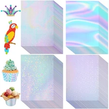 108 Sheets Holographic Sticker Paper Clear A4 Vinyl Sticker Laminate Sheets A...