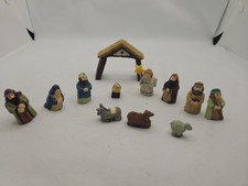 Vintage miniature Christmas Nativity Set Scene 12 pc Manger Holiday Blessed #UTB