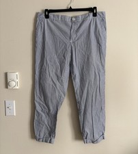 Tommy Hilfiger Pants Womens Size 16 Blue Striped Casual Flat Front Chino Ladies
