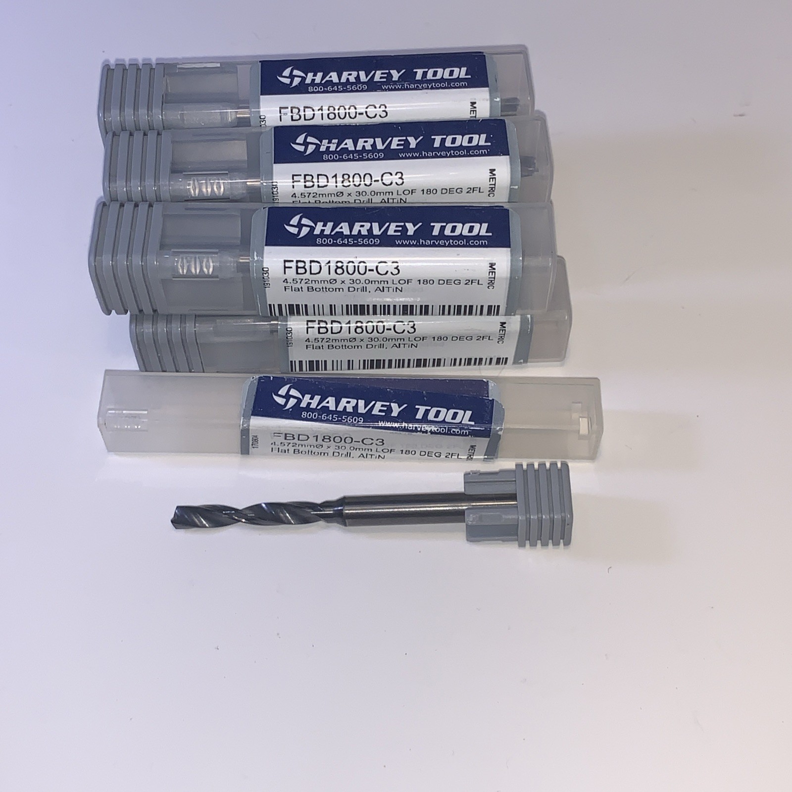 HARVEY TOOL Jobber Drill: #15, 0 deg Point, Solid Carbide, ALTiN Coated, 75.00 m