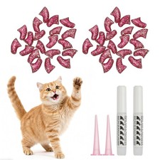 40Pcs Cat Nail Caps Cat Claw Covers with Adhesive Glue S Crystal Pink